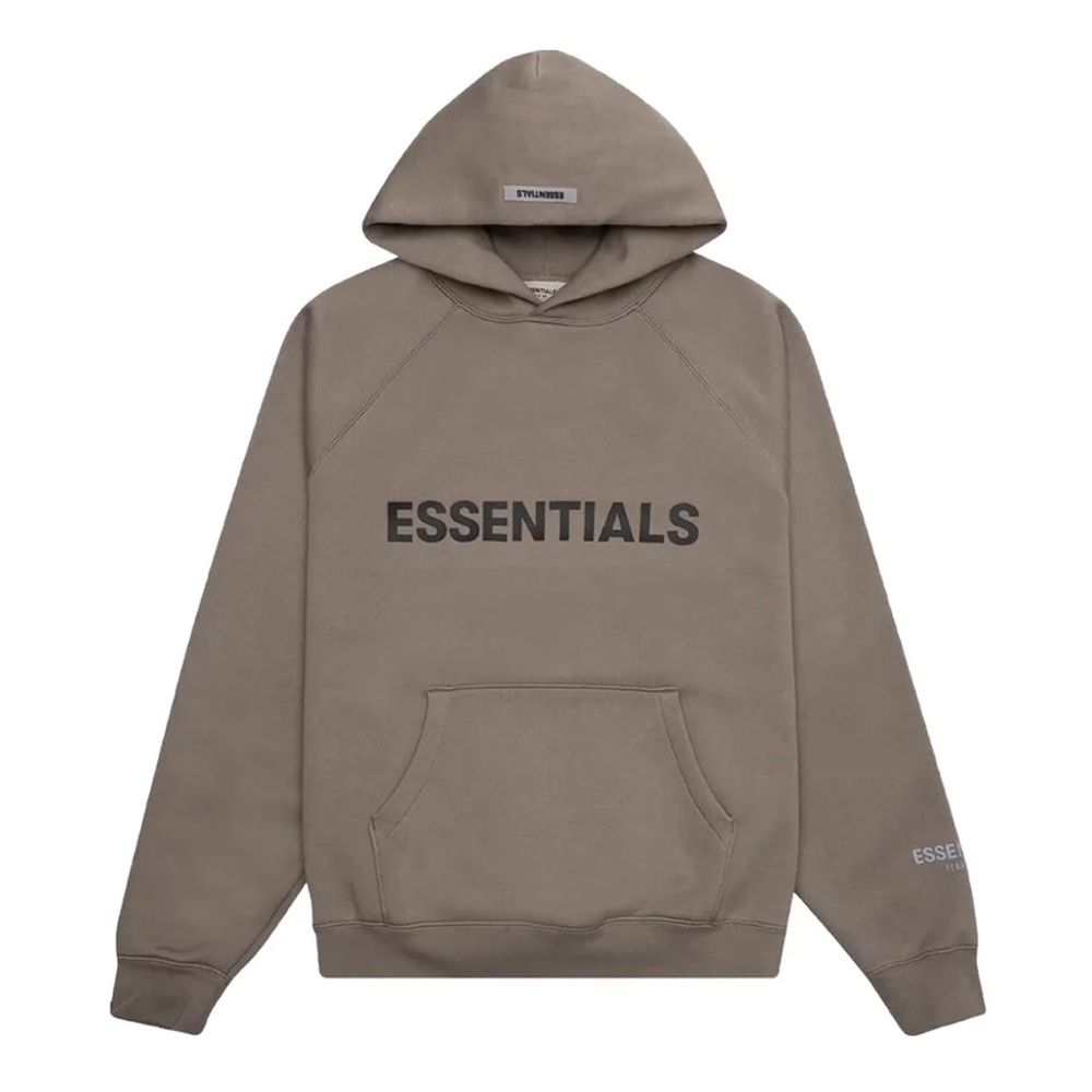 Essentials Taupe Hoodie Front Logo